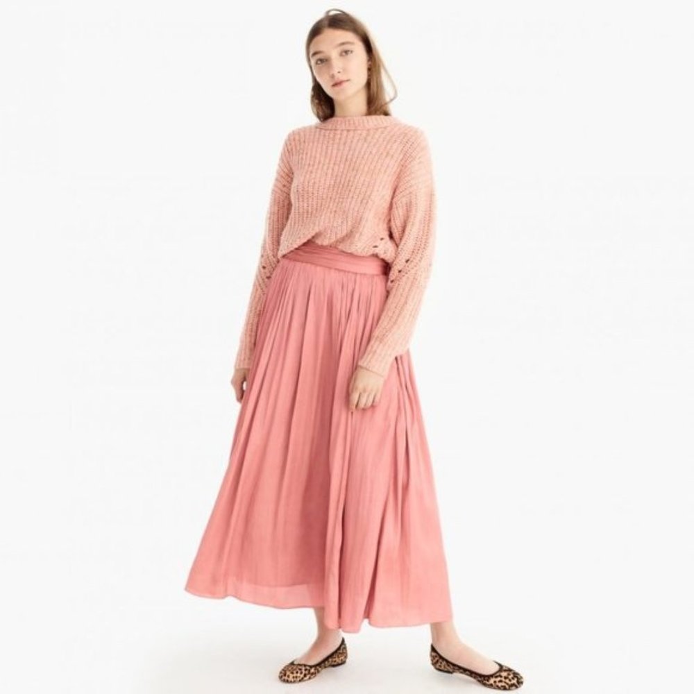JCrew Point Sur Mauve Pink Crinkle Maxi Skirt